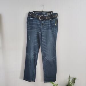 Apt. 9 Maxwell Fit Blue Distressed Mid Rise Straight Jeans 14